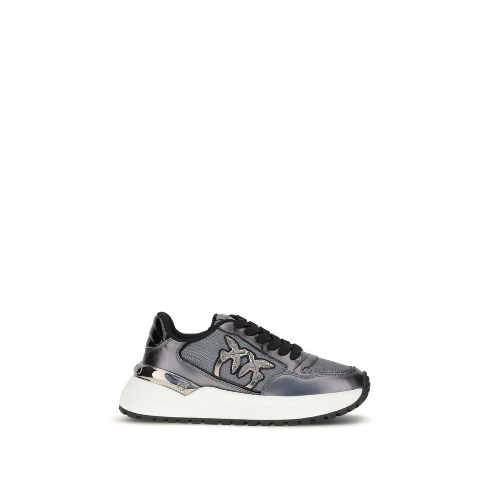 PINKO Graue Kalbsleder Bos Taurus Athletic Sneaker