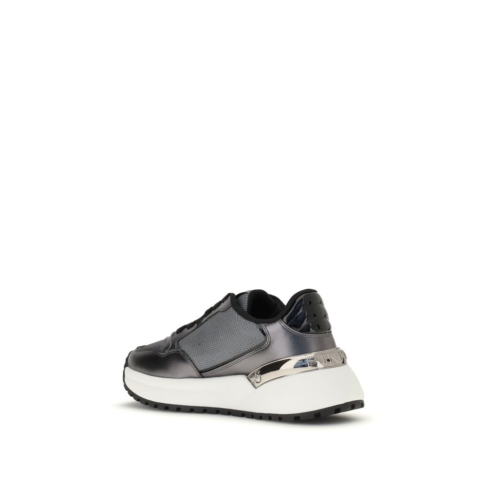 PINKO Graue Kalbsleder Bos Taurus Athletic Sneaker