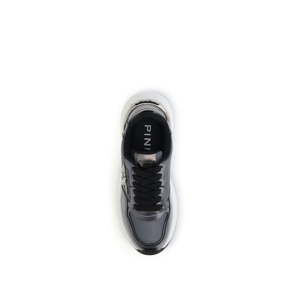 PINKO Graue Kalbsleder Bos Taurus Athletic Sneaker