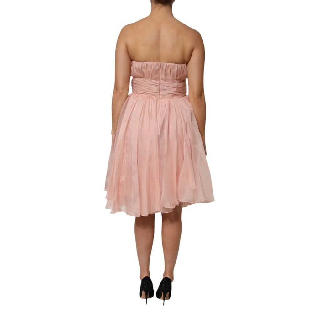 Dolce & Gabbana Pink Silk Chiffon A-Line Pleated Midi Dress