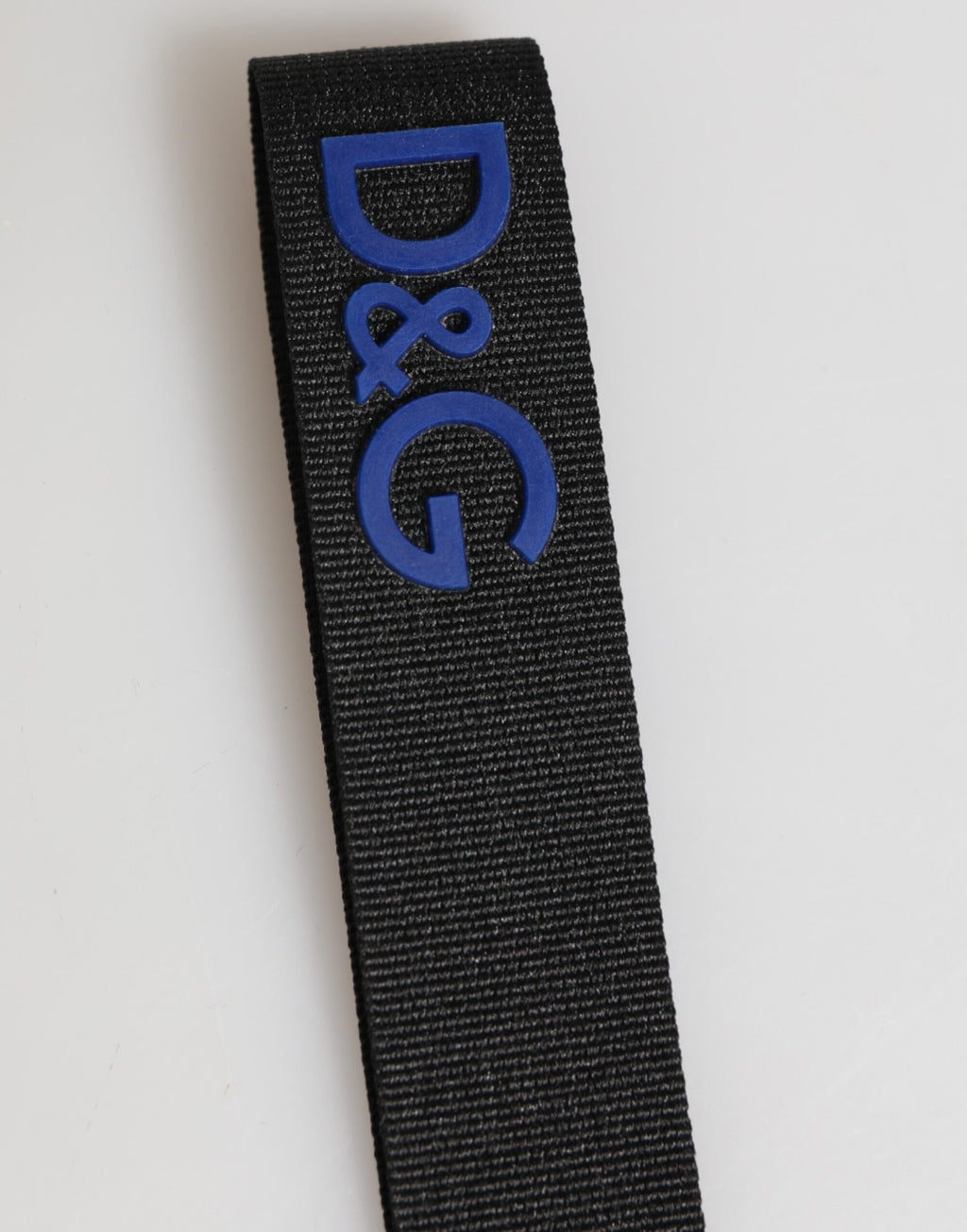 Dolce & Gabbana Schwarz Blau DG Logo Polyester Messing Halter Schlüsselanhänger Schlüsselring