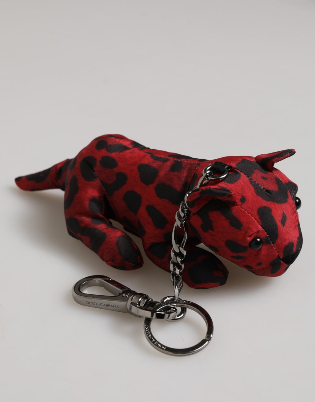 Dolce & Gabbana Red Black Polyester Animal Silhouette Bag Charm Keychain Key Ring