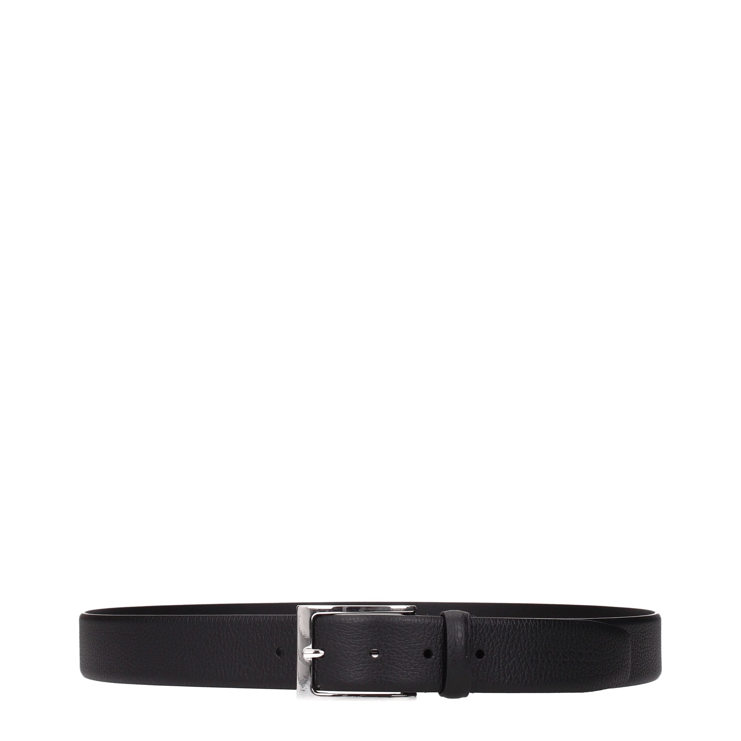 Testoni Black Leather Belt