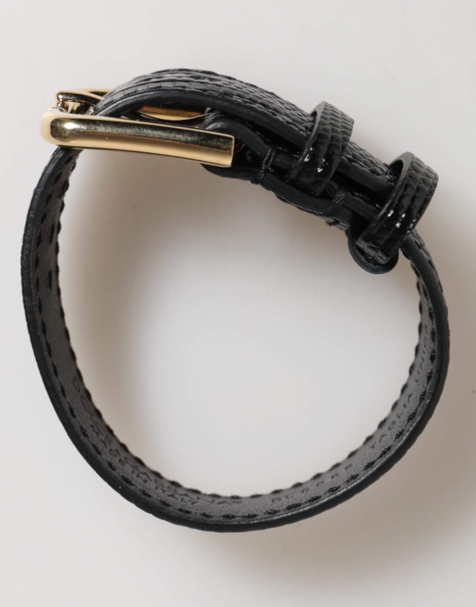 Dolce & Gabbana Schwarzes, geprägtes Leder, goldene Schnalle, Gürtelarmband
