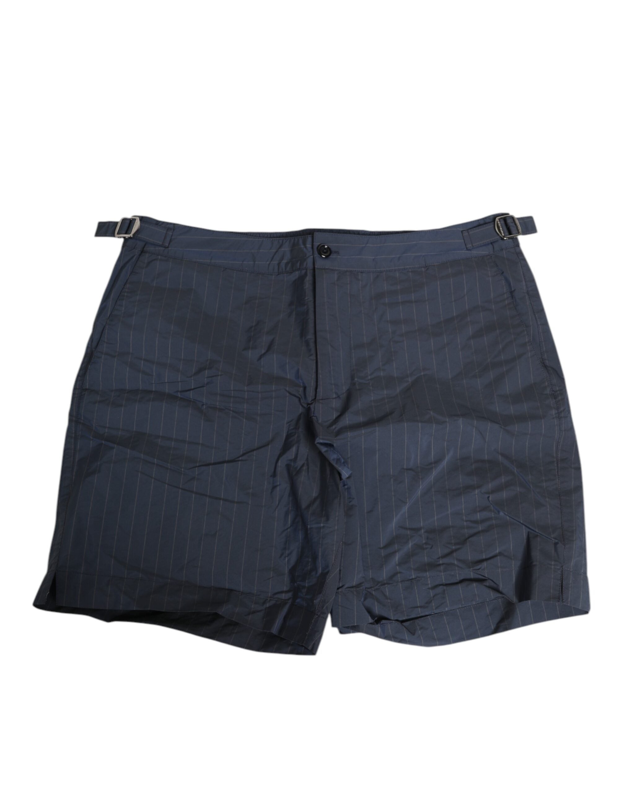 Dolce & Gabbana Marineblaue Polyester Nadelstreifen Herren Shorts Bademode