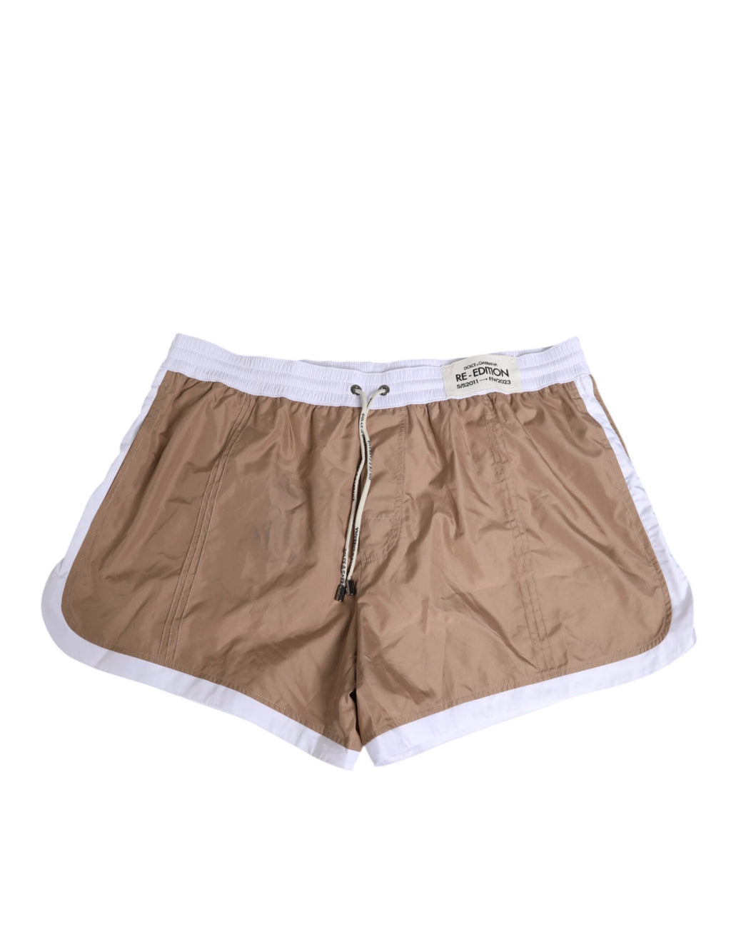 Dolce & Gabbana Braun Weiß Polyester Re-Edition Shorts Bademode