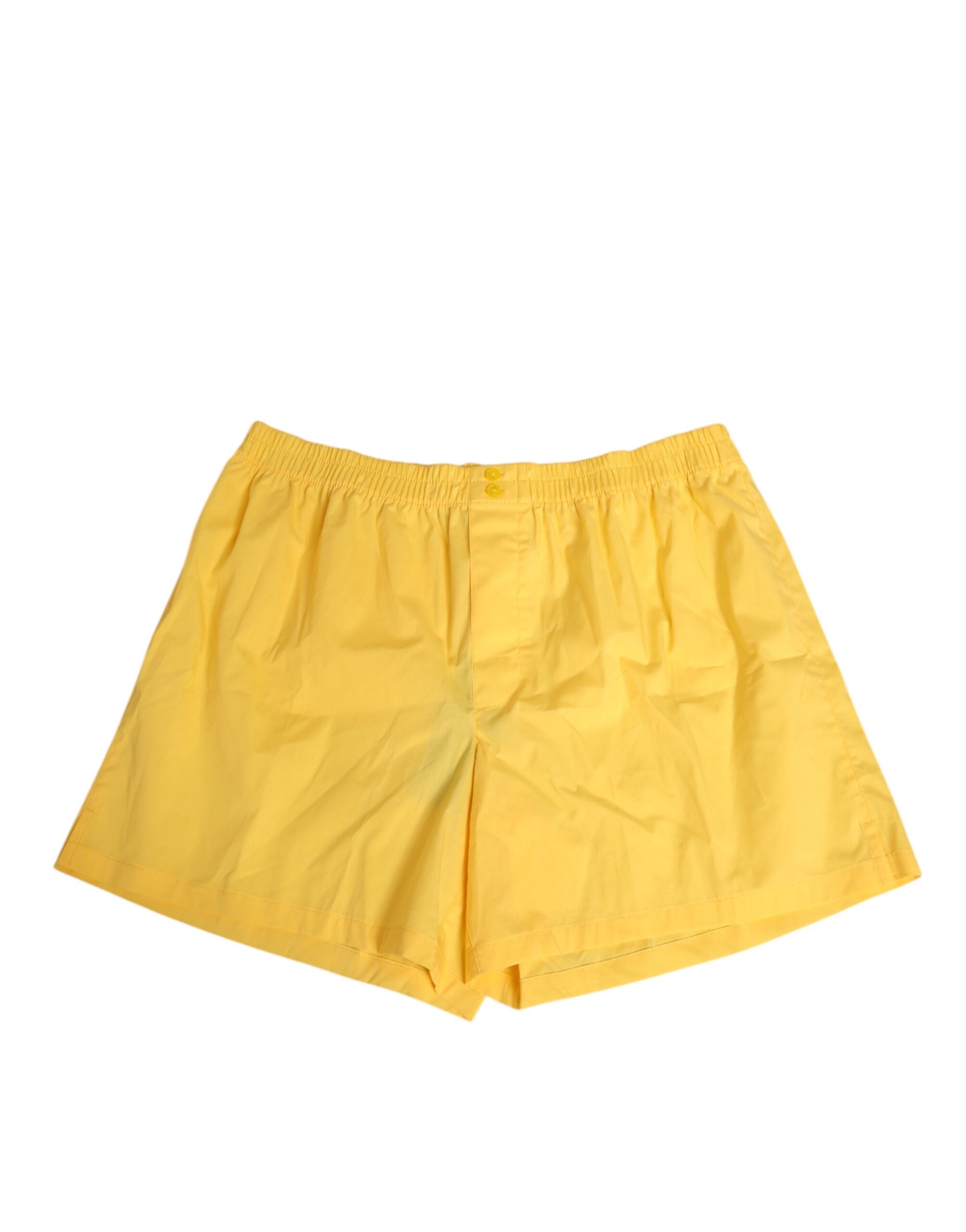 Dolce & Gabbana Yellow Cotton with Elastic Waistband Short Swimwear