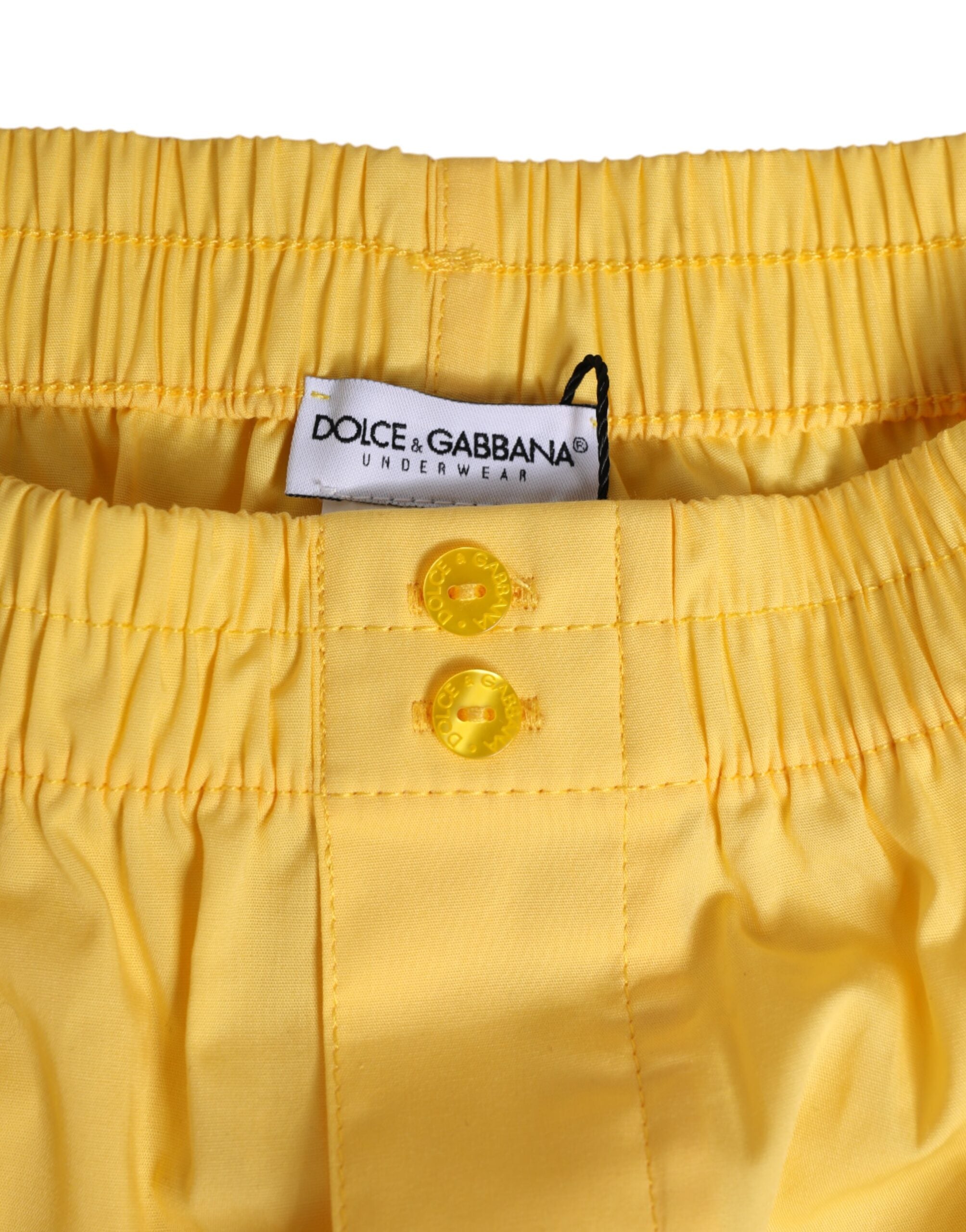 Dolce & Gabbana Yellow Cotton with Elastic Waistband Short Swimwear
