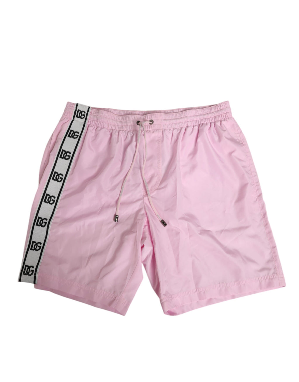 Dolce & Gabbana Pink Nylon Logo Side Stripe Beachwear Men's Swimwear