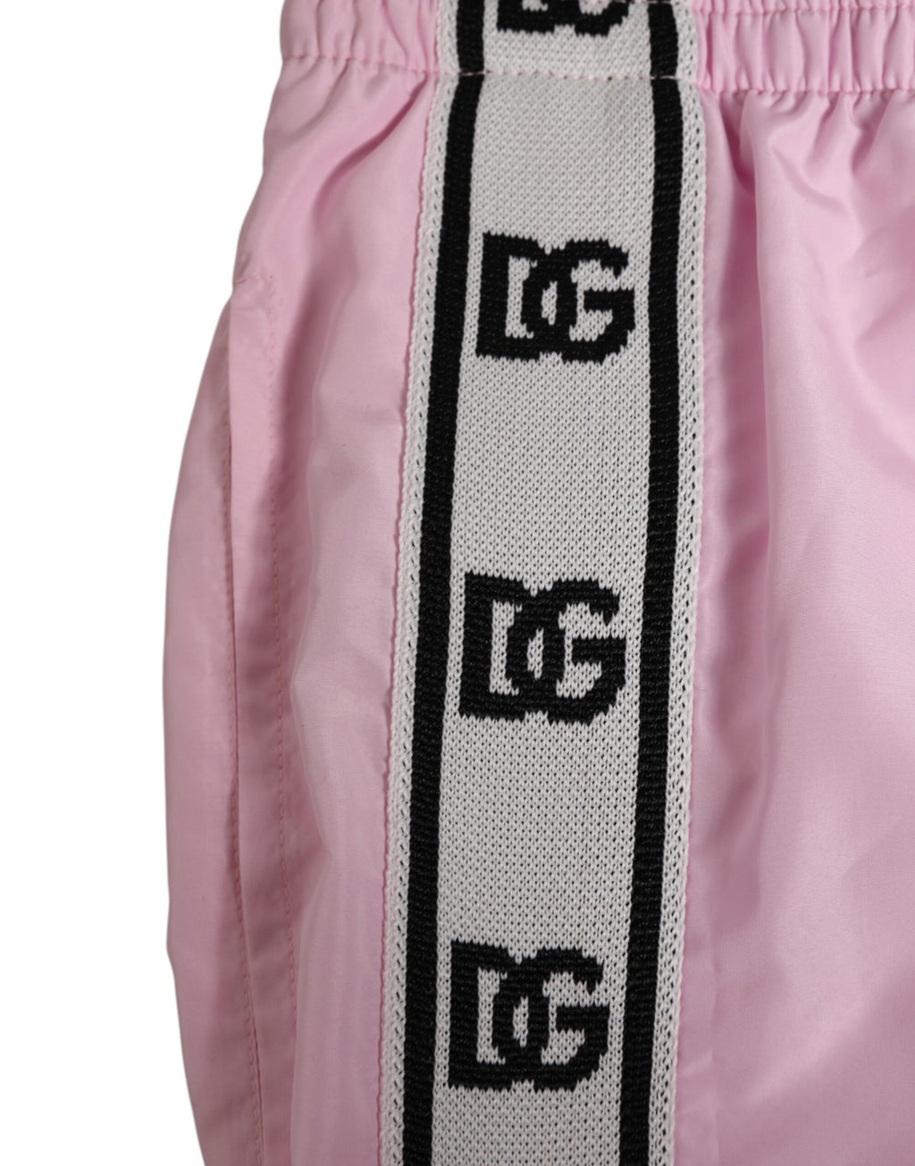 Dolce & Gabbana Pink Nylon Logo Side Stripe Beachwear Men's Swimwear