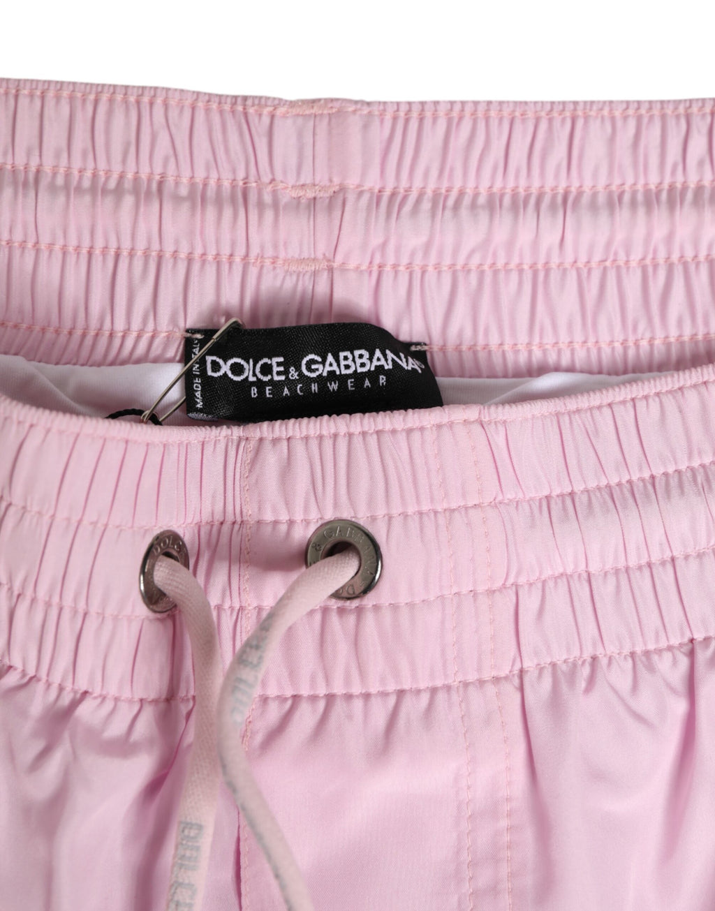Dolce & Gabbana Pink Nylon Logo Side Stripe Beachwear Men's Swimwear