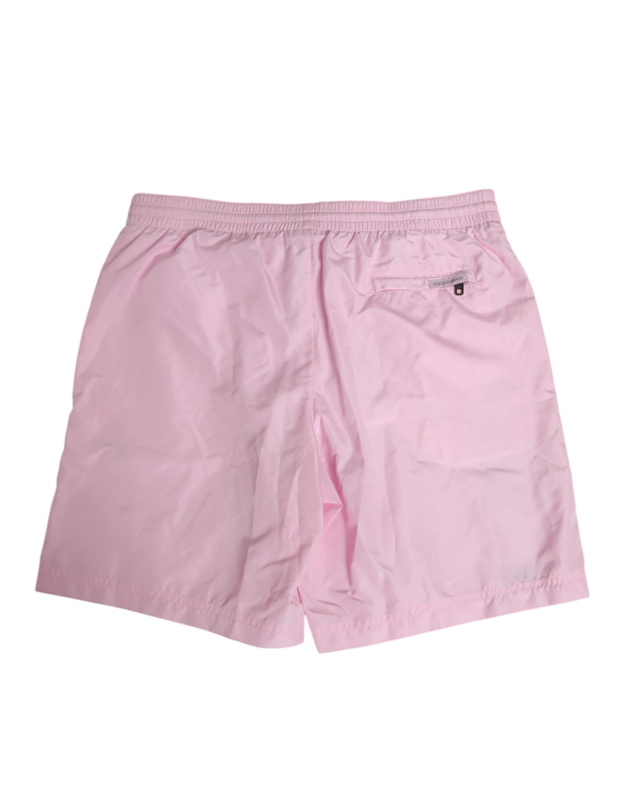 Dolce & Gabbana Pink Nylon Logo Side Stripe Beachwear Men's Swimwear