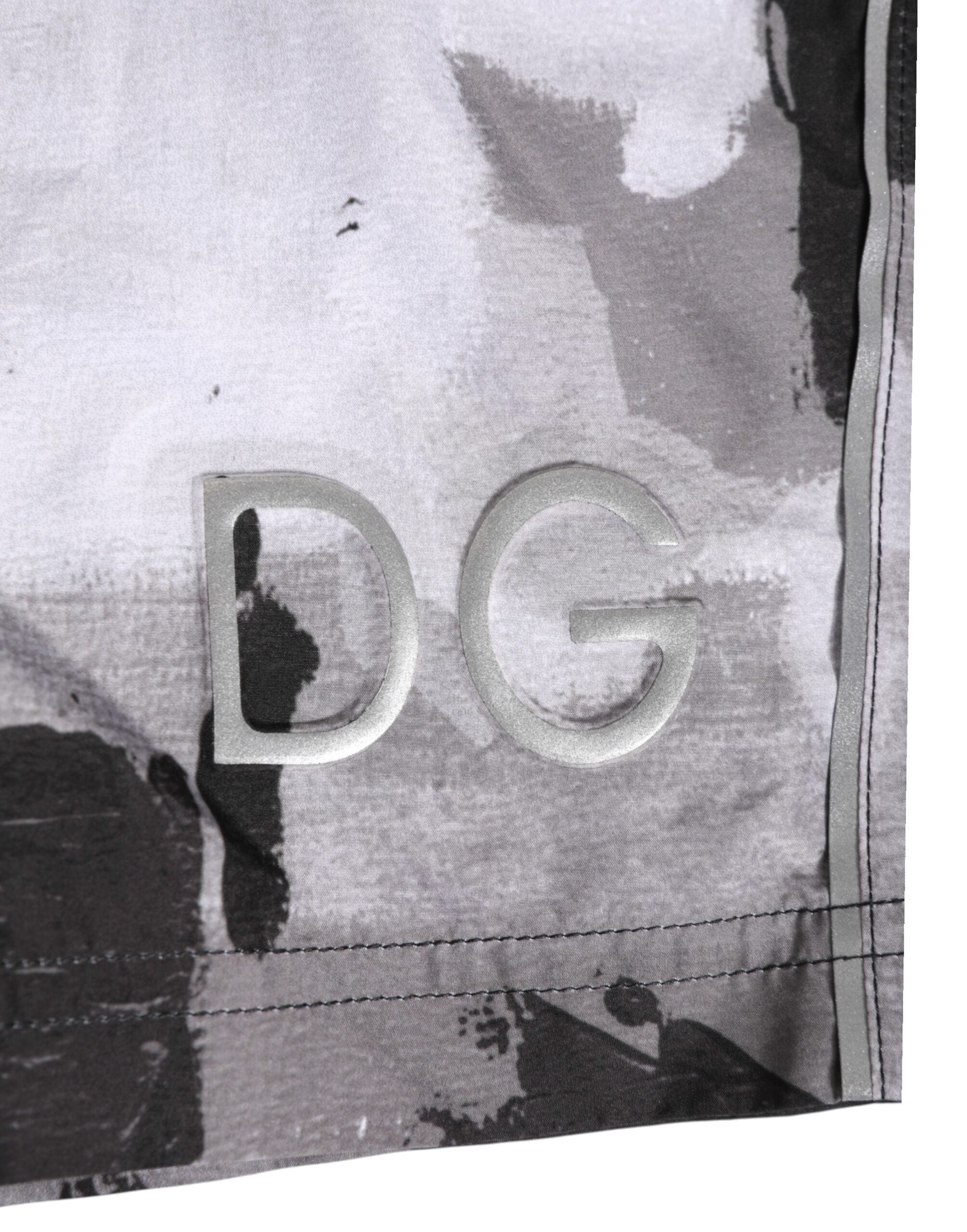 Dolce & Gabbana Schwarz Weiß Camouflage DG Logo Herren Bademode
