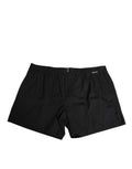 Dolce & Gabbana Black Cotton Swim Shorts with Elasticated Waist and Button Fly