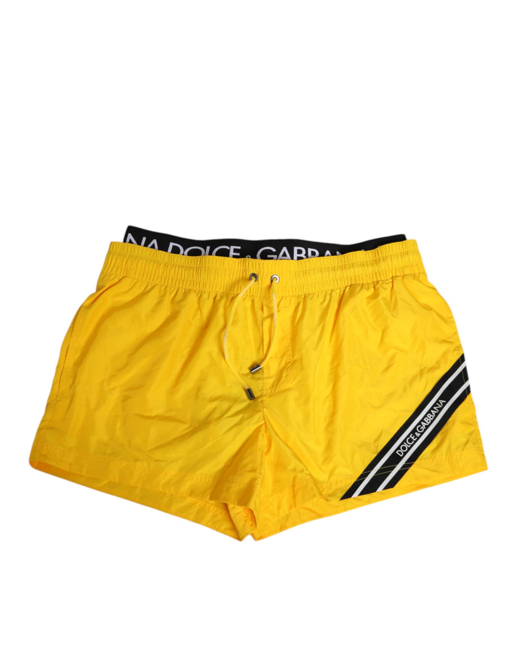 Dolce & Gabbana Yellow Drawstring Beachwear Men's Swim Shorts