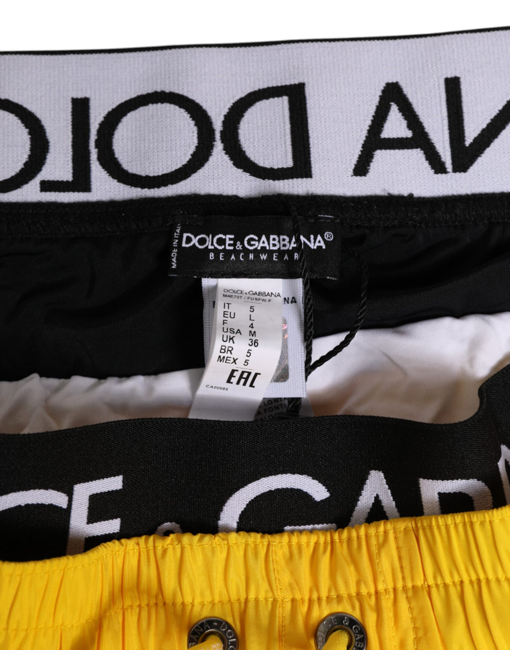 Dolce & Gabbana Yellow Drawstring Beachwear Men's Swim Shorts
