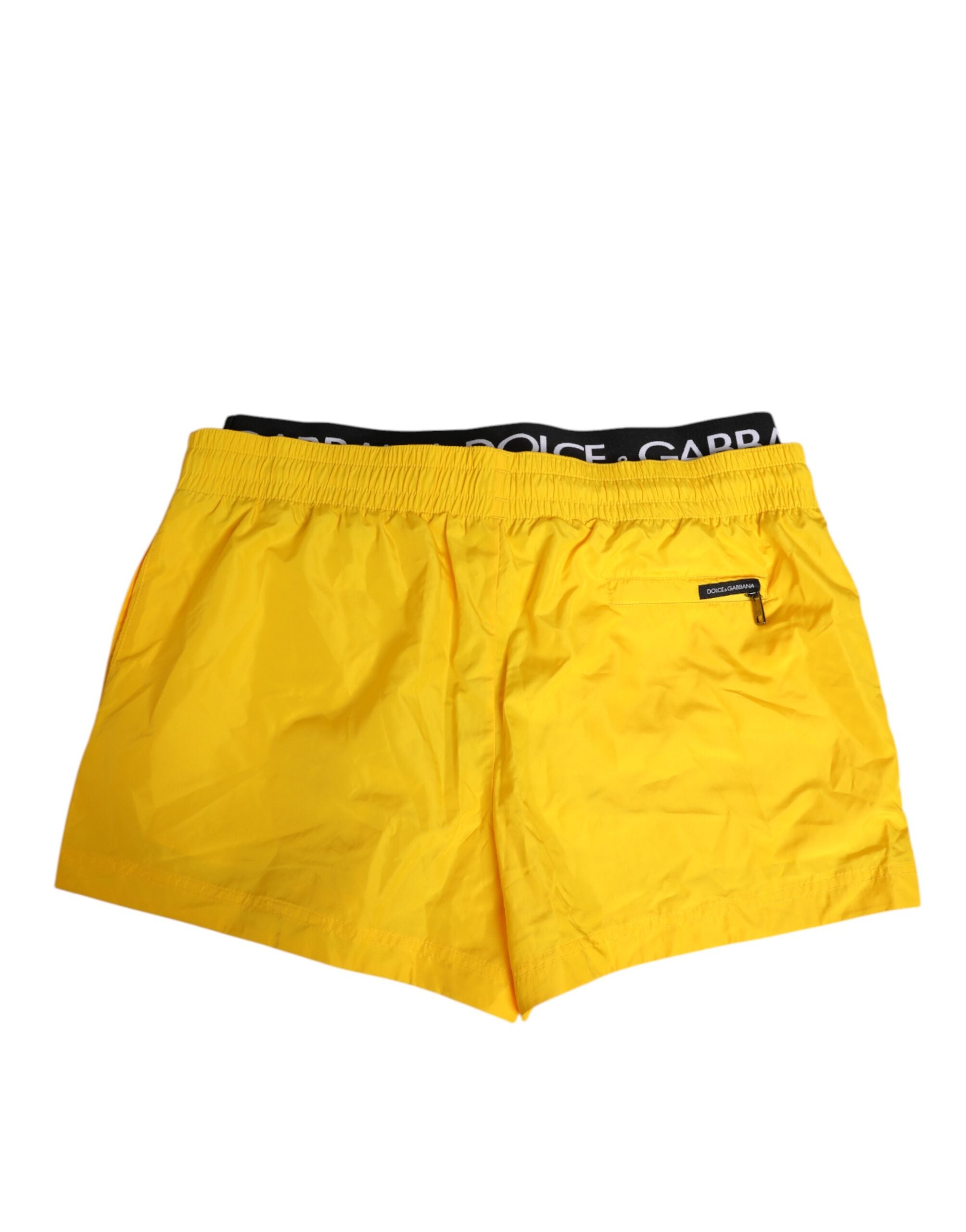 Dolce & Gabbana Yellow Drawstring Beachwear Men's Swim Shorts