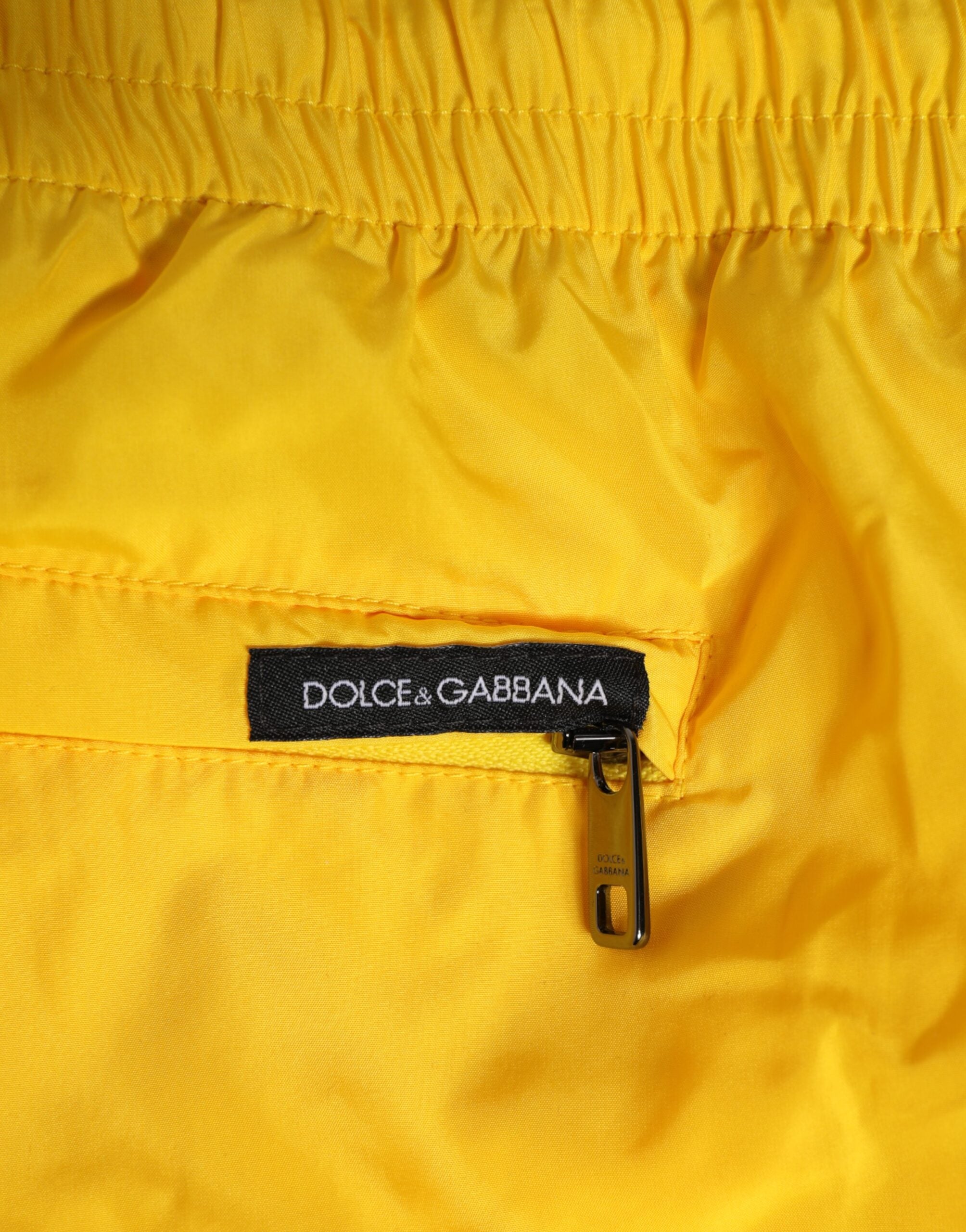 Dolce & Gabbana Yellow Drawstring Beachwear Men's Swim Shorts