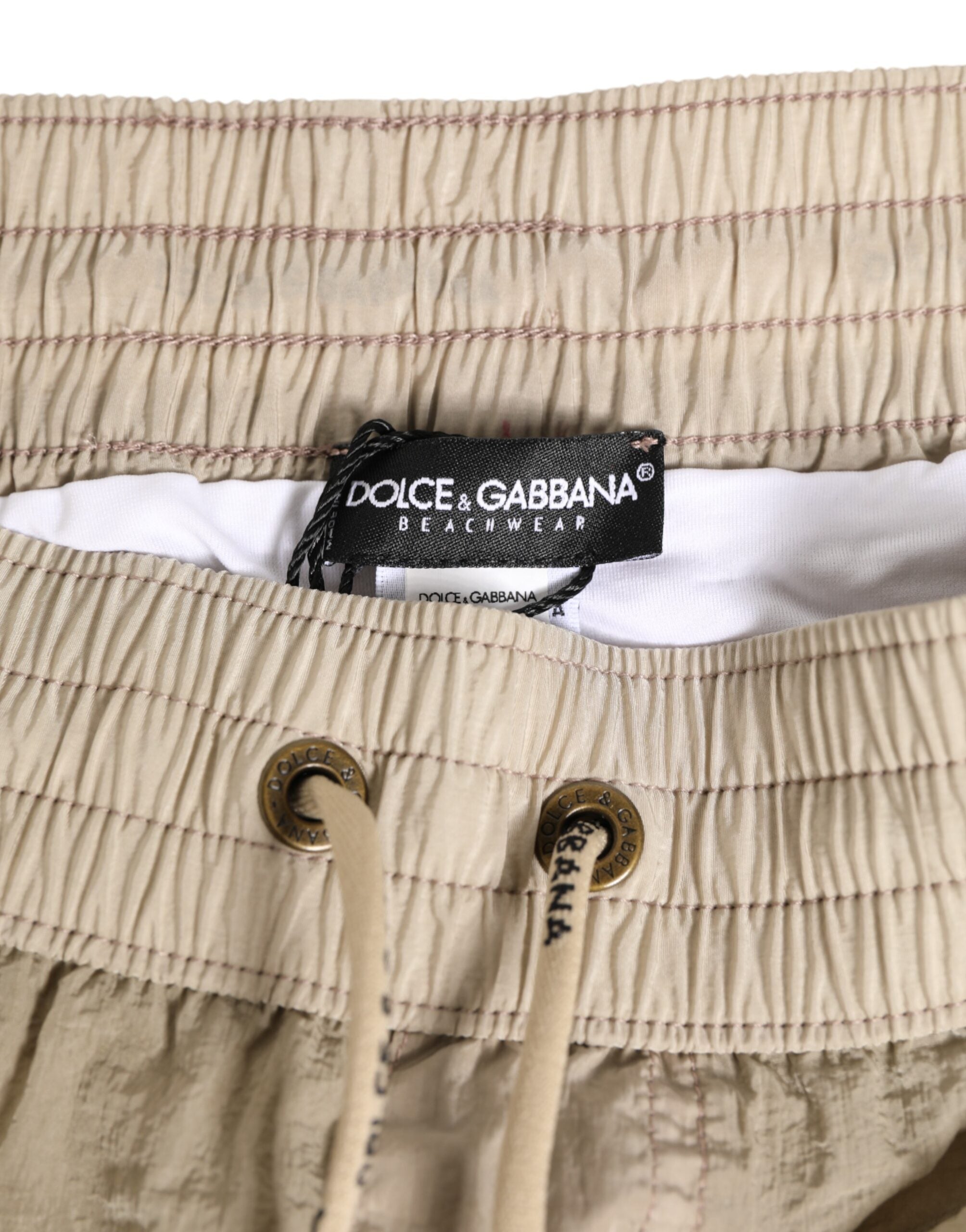 Dolce & Gabbana Beige Nylon Beachwear Men's Boxer Short Swimsuit