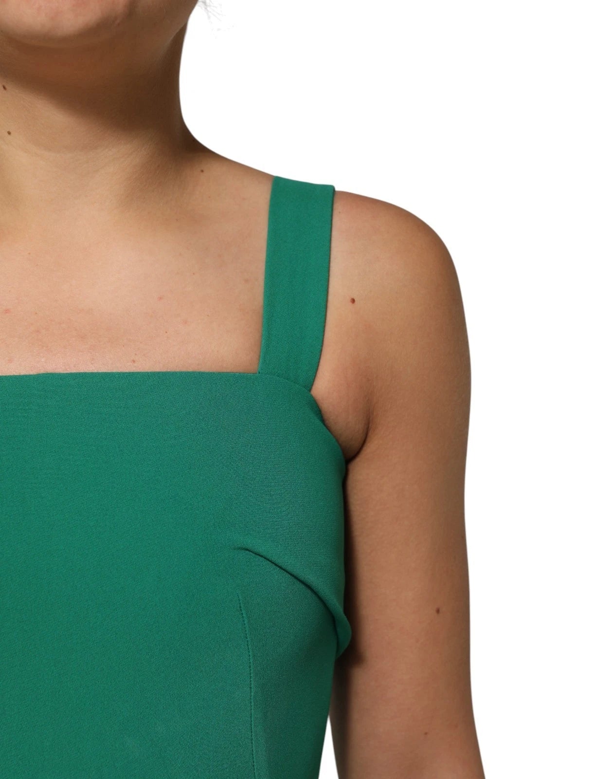Dolce & Gabbana Dark Green Rayon Sleeveless Bodycon Dress