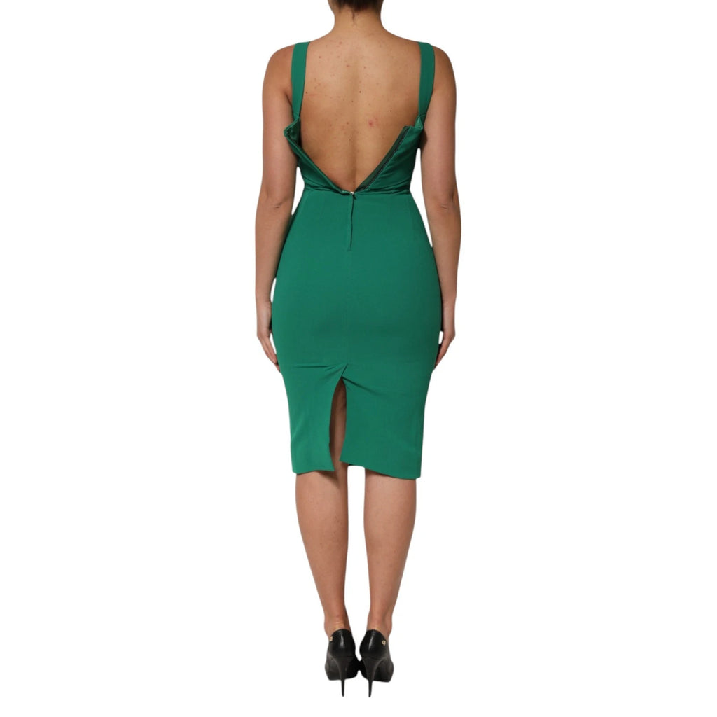 Dolce & Gabbana Dark Green Rayon Sleeveless Bodycon Dress