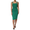 Dolce & Gabbana Dark Green Rayon Sleeveless Bodycon Dress