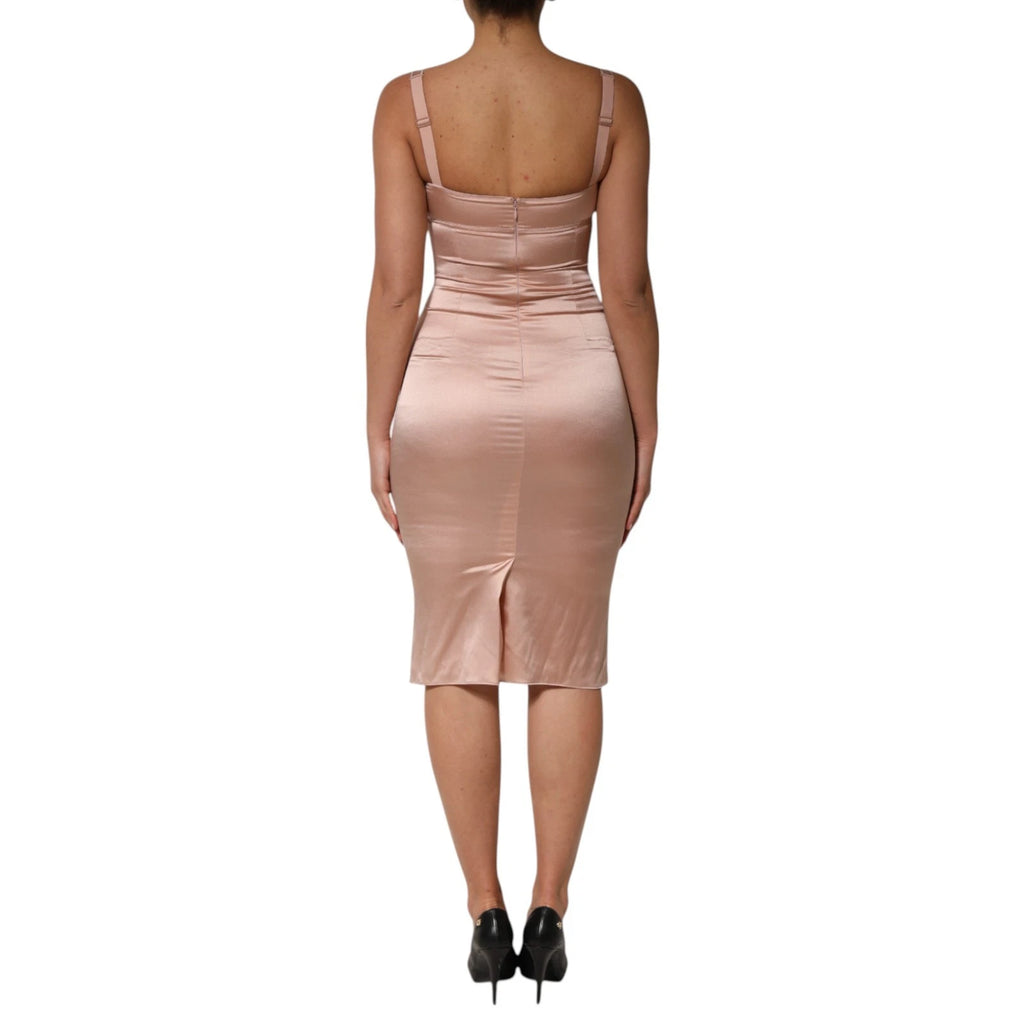 Dolce & Gabbana Rosafarbenes Seiden-Satin-Bustier Midi-Bodycon-Kleid