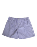 Dolce & Gabbana Blau-weiß gestreifte Baumwoll-Shorts mit Fliege und Knopfleiste Bademode