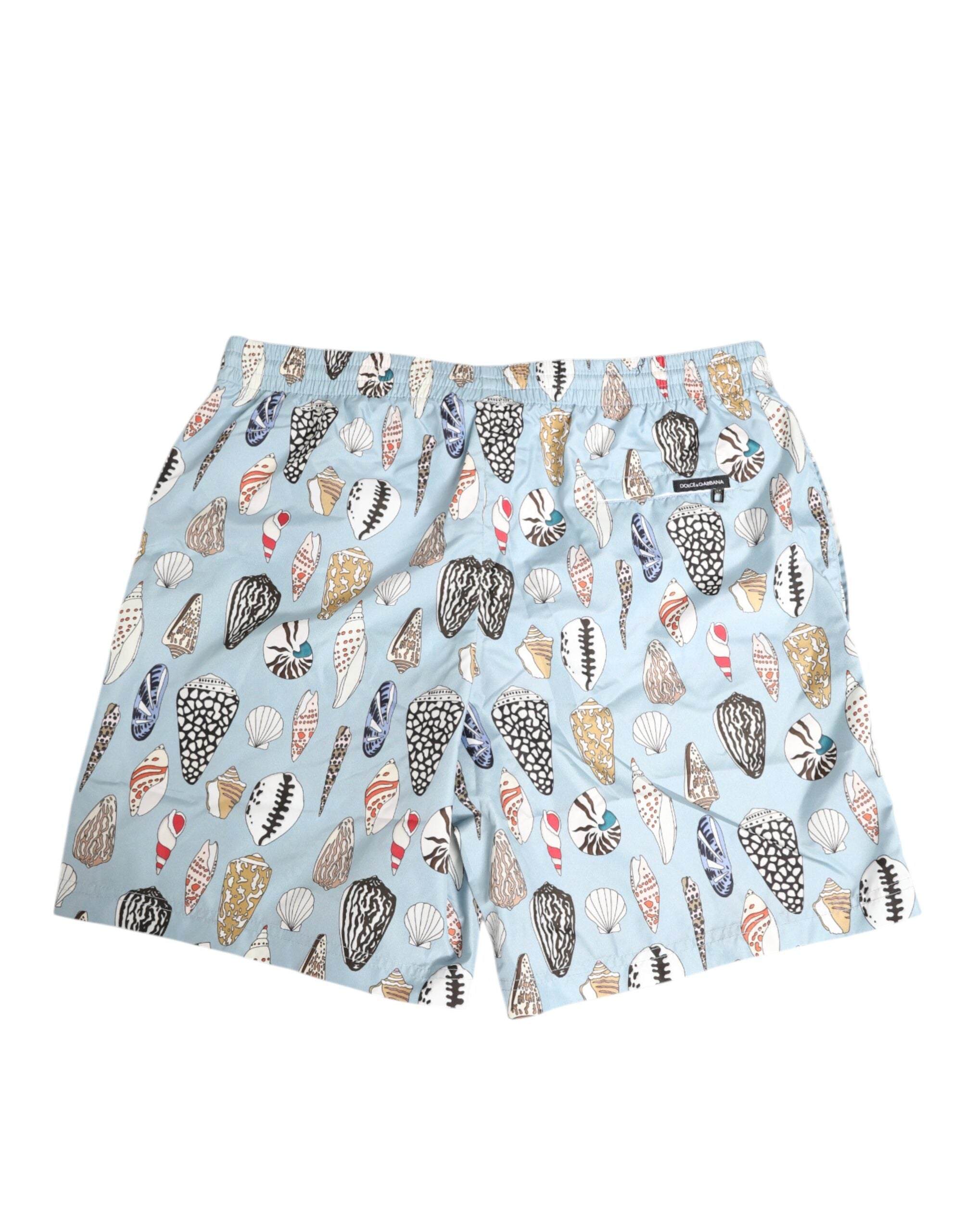 Dolce & Gabbana Blue Shell Print Nylon Men's Swim Shorts