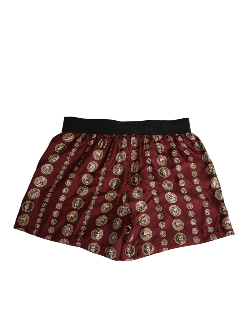 Dolce & Gabbana Burgundy Silk Coin Print Men's Boxer Short Swimwear