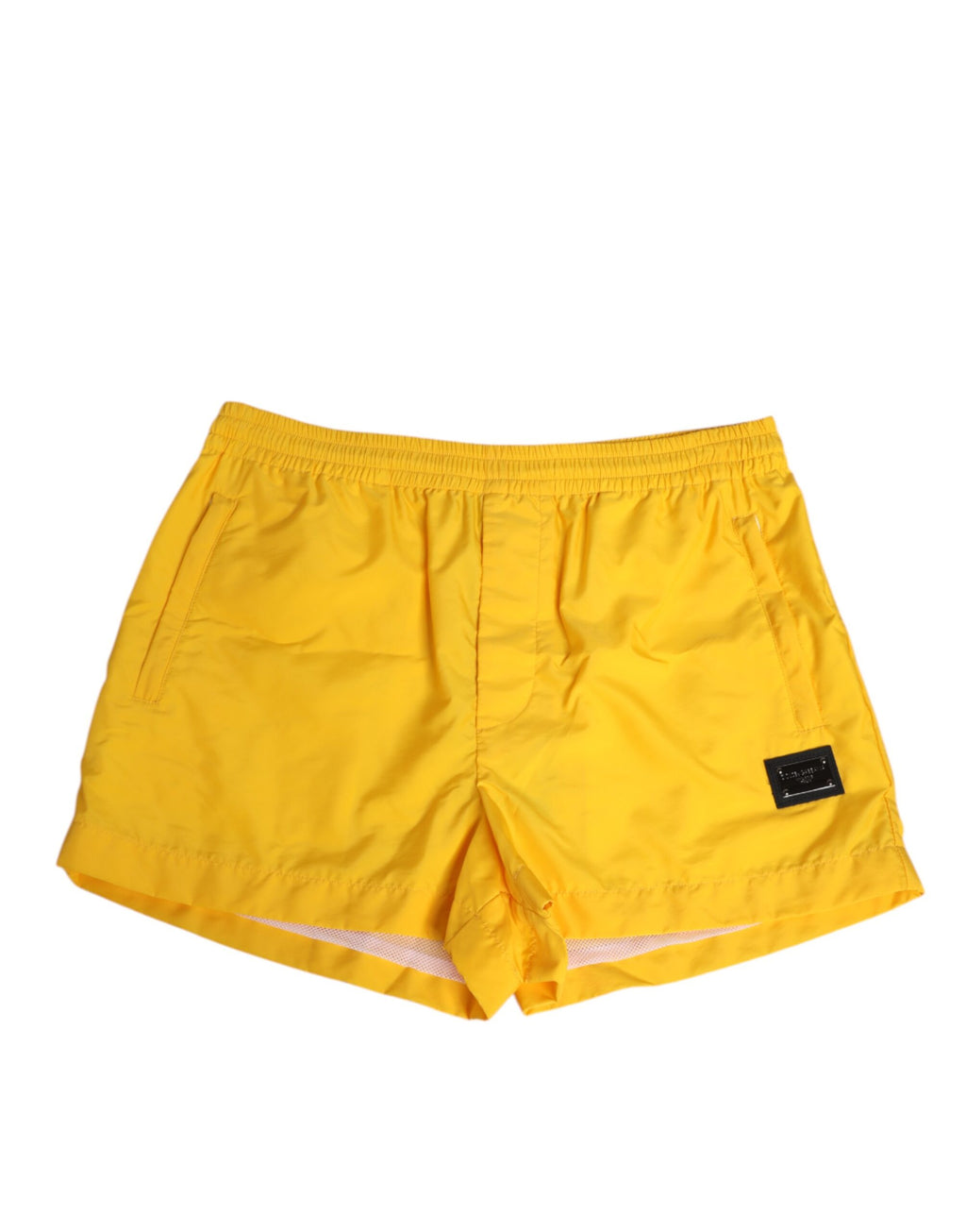 Dolce & Gabbana Yellow Nylon Logo Plaque Boxer Swim Shorts