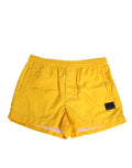 Dolce & Gabbana Yellow Nylon Logo Plaque Boxer Swim Shorts