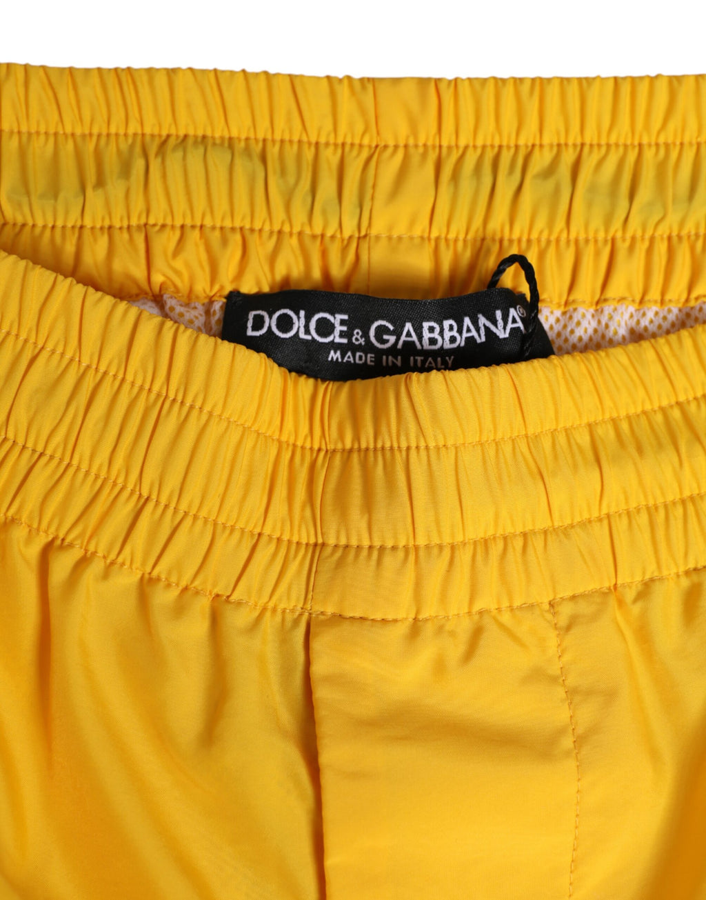 Dolce & Gabbana Yellow Nylon Logo Plaque Boxer Swim Shorts