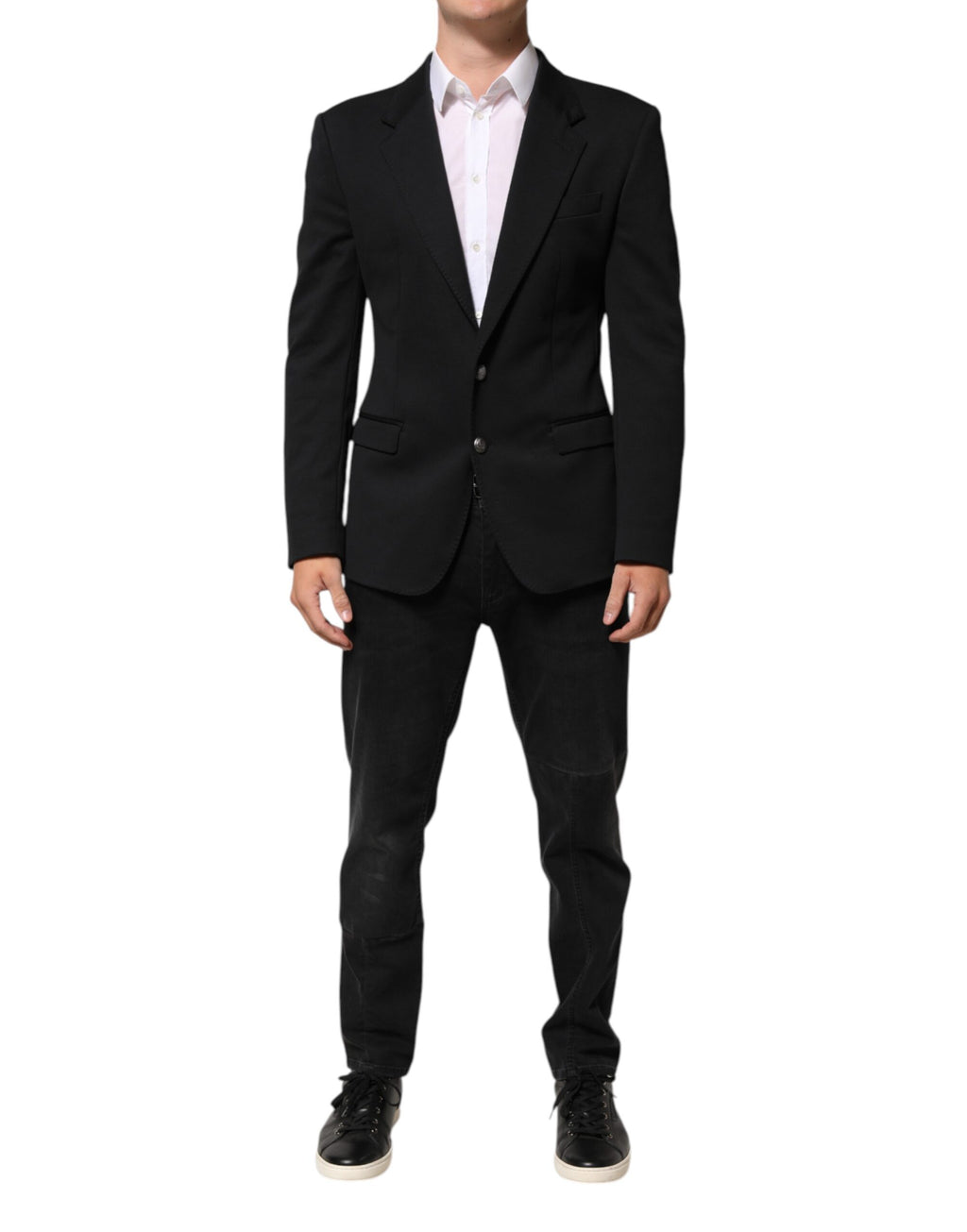 Dolce & Gabbana Dunkelblau Baumwolle Männer Jacke Mantel Blazer Anzug