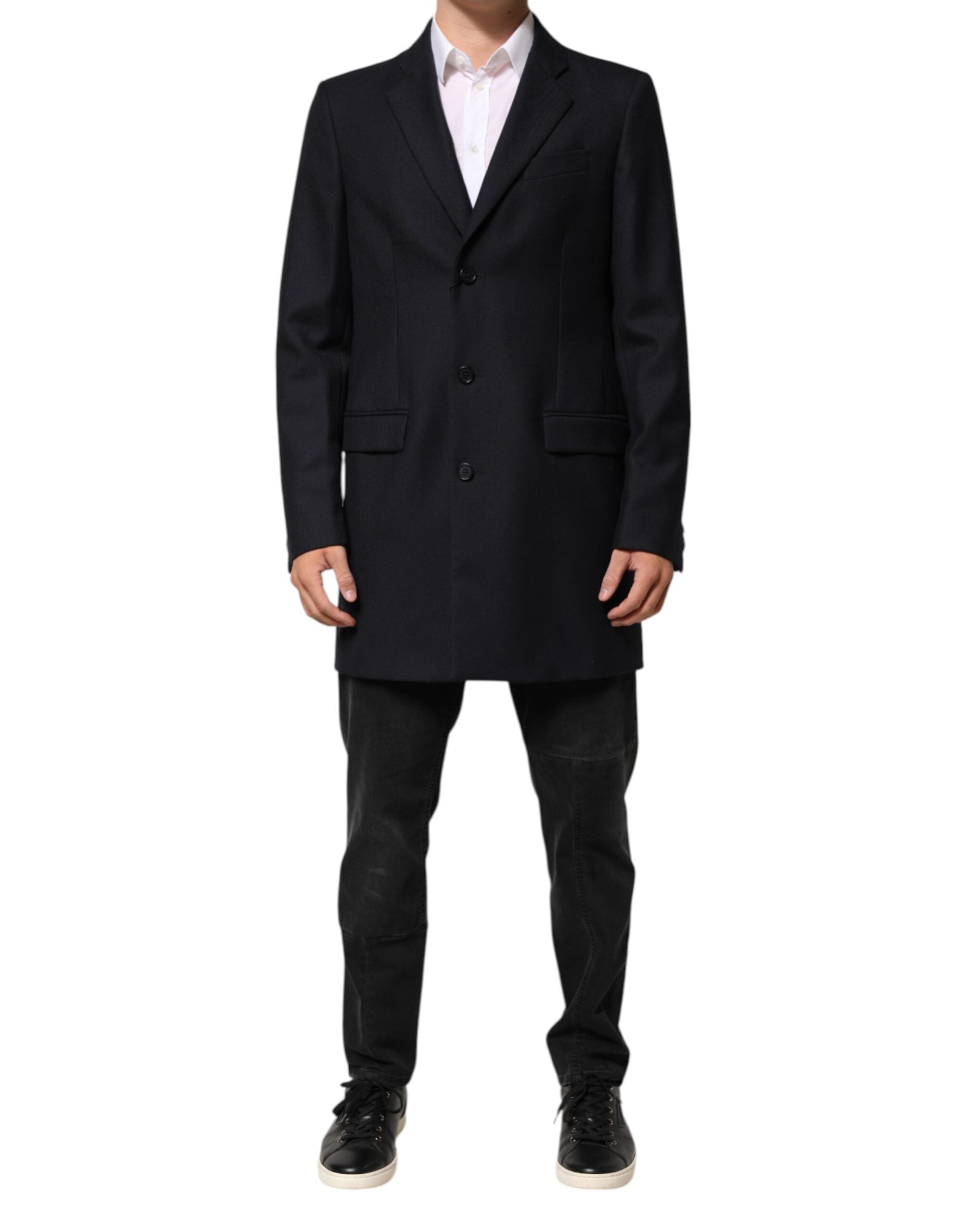 Dolce & Gabbana Dark Blue Wool Men's Jacket Coat Blazer Suit