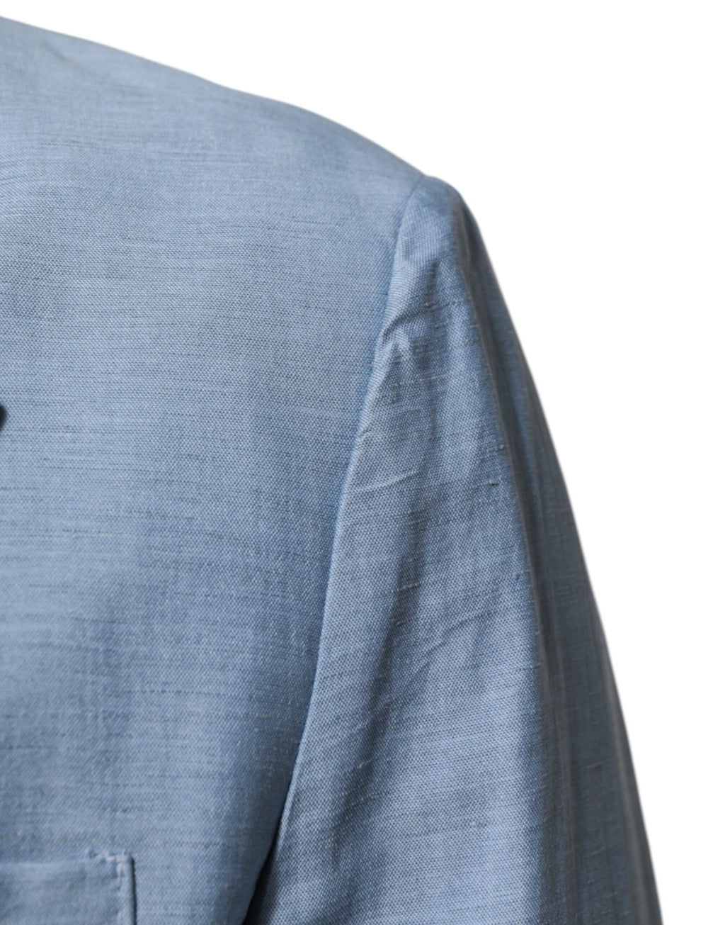 Dolce & Gabbana Light Blue Linen Double-Breasted Men's Jacket Blazer