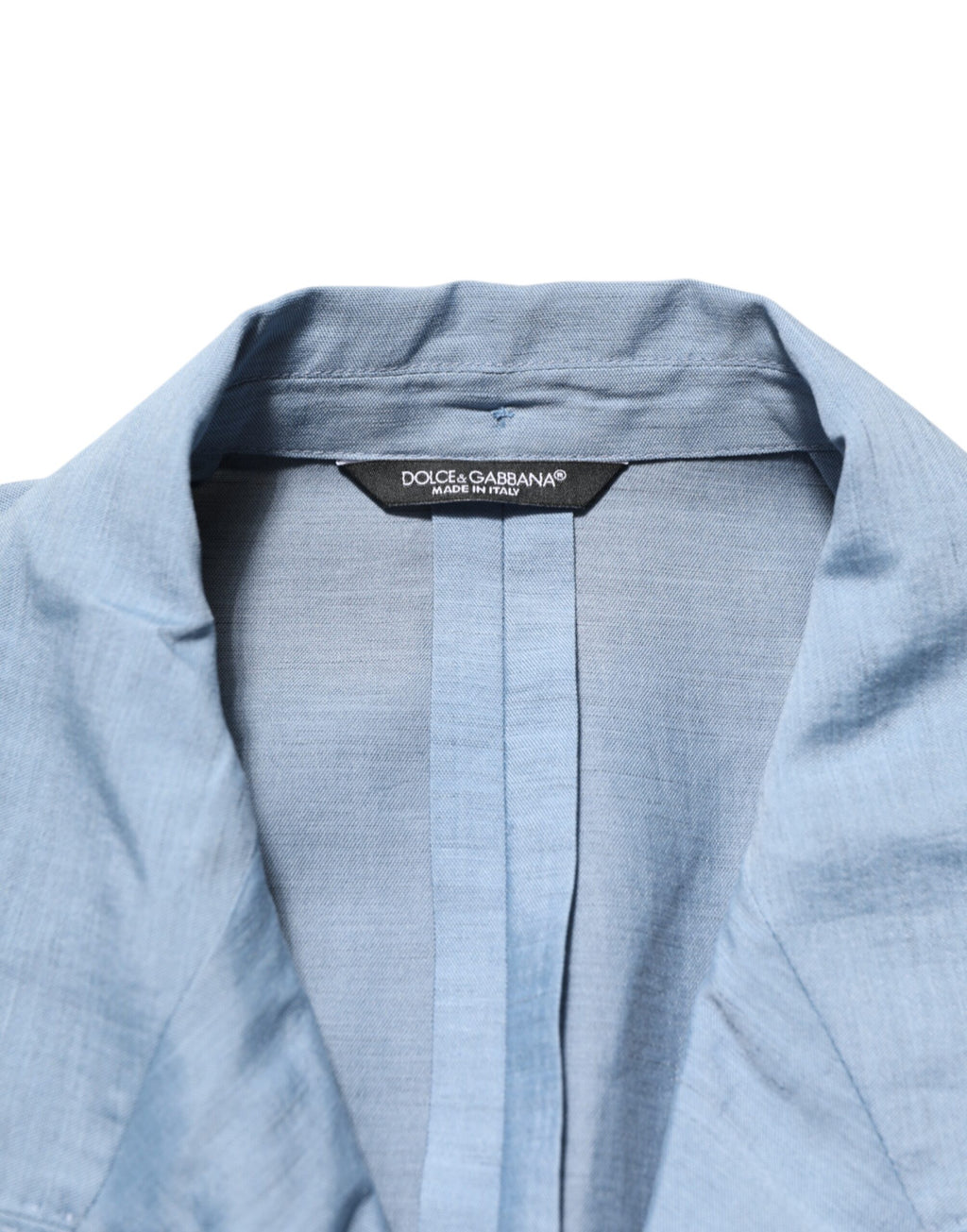 Dolce & Gabbana Light Blue Linen Double-Breasted Men's Jacket Blazer