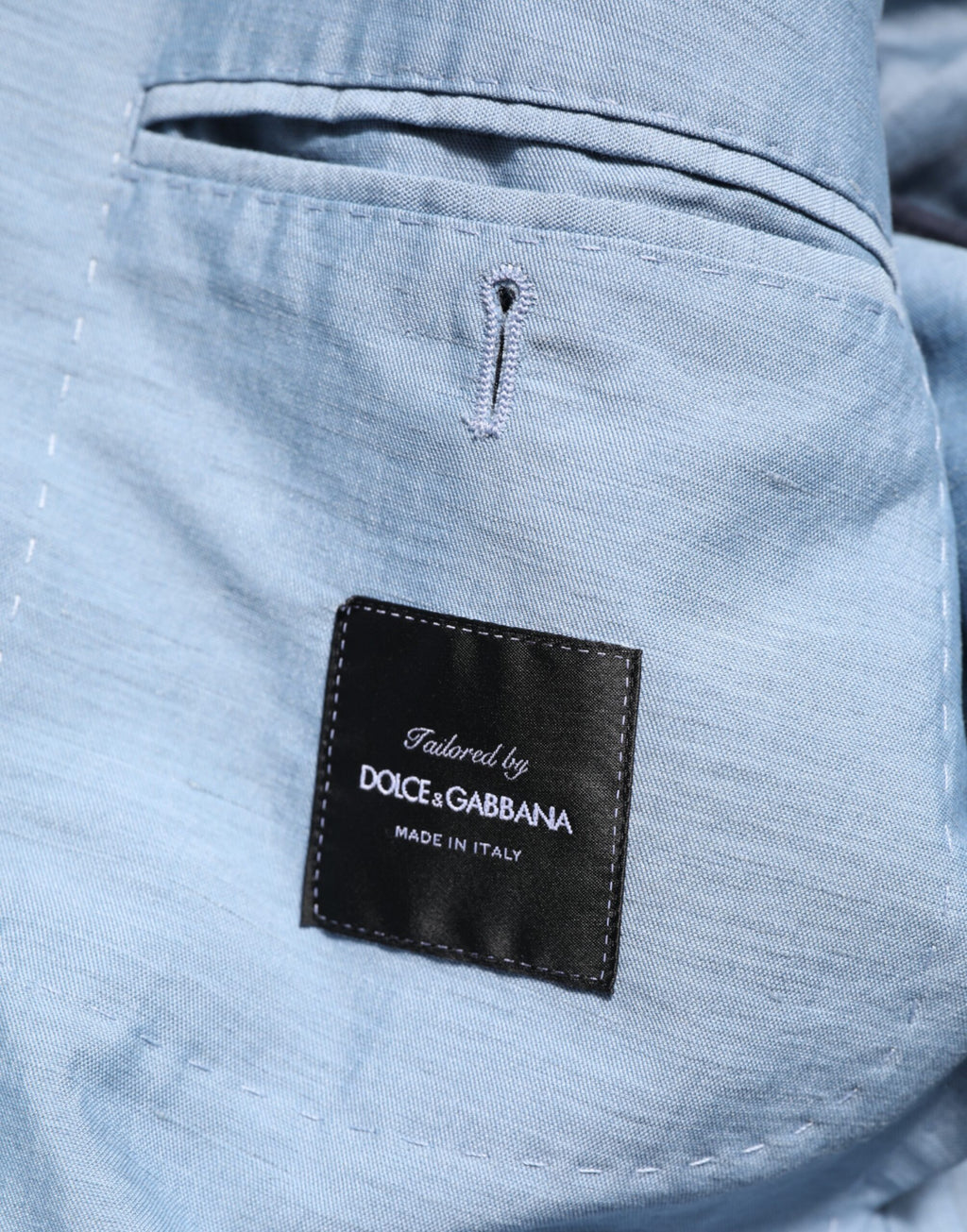 Dolce & Gabbana Light Blue Linen Double-Breasted Men's Jacket Blazer