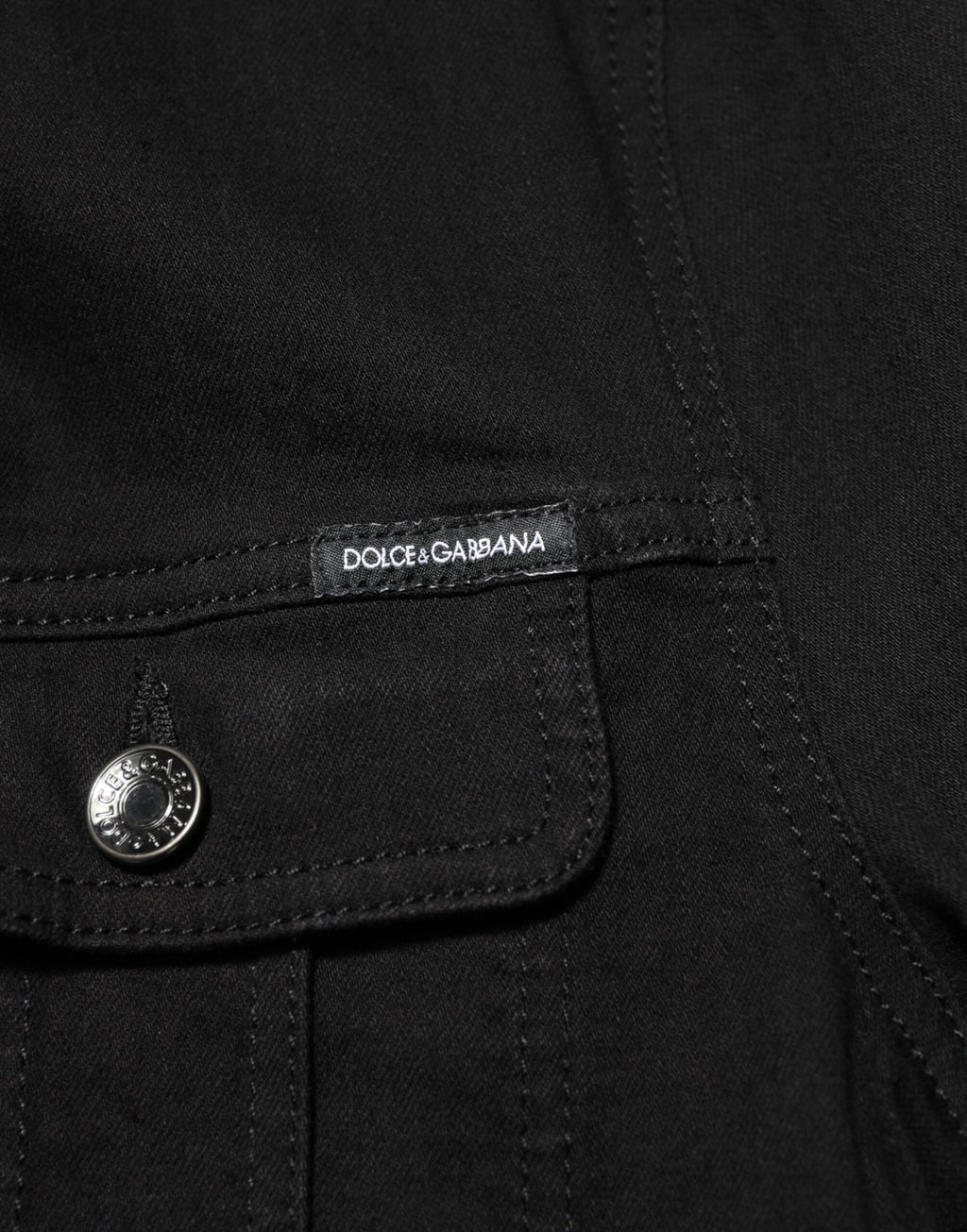 Dolce & Gabbana Schwarze Baumwoll-Denim-Stretchjacke mit Knopfleiste