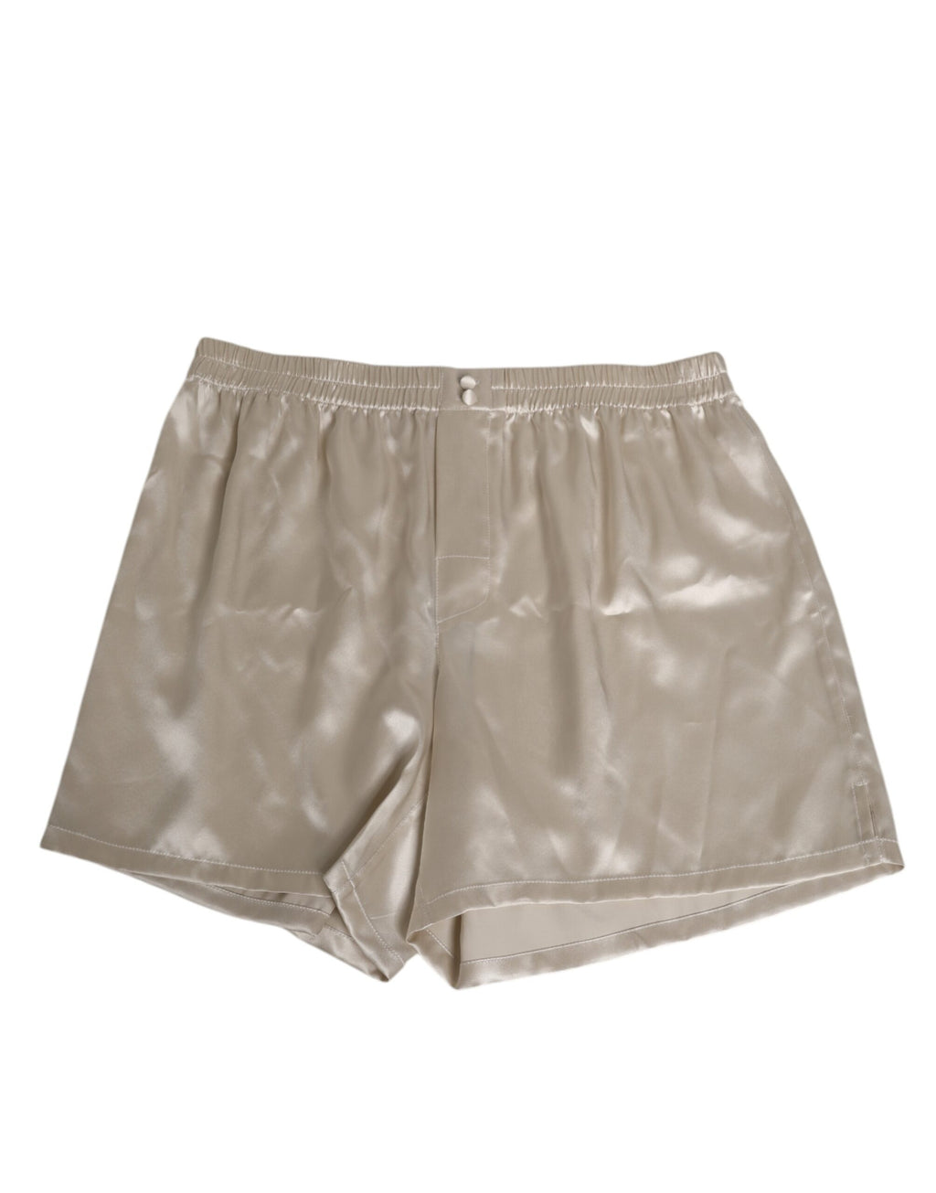 Dolce & Gabbana Beige Silk Satin Elastic Men's Boxer Short Swimwear