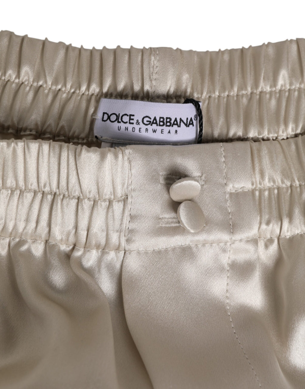 Dolce & Gabbana Beige Silk Satin Elastic Men's Boxer Short Swimwear