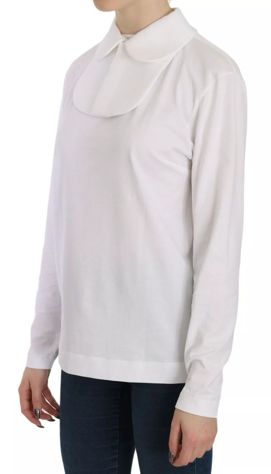 Dolce & Gabbana White long-sleeved cotton collared blouse