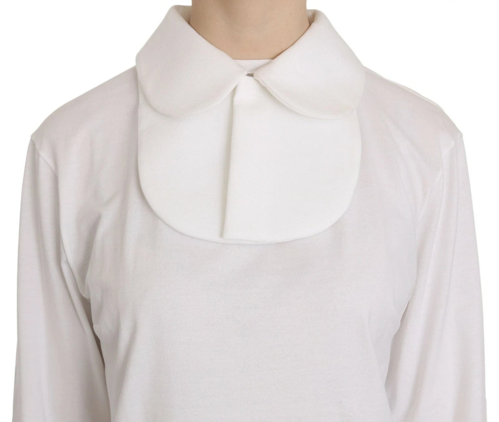Dolce & Gabbana White long-sleeved cotton collared blouse