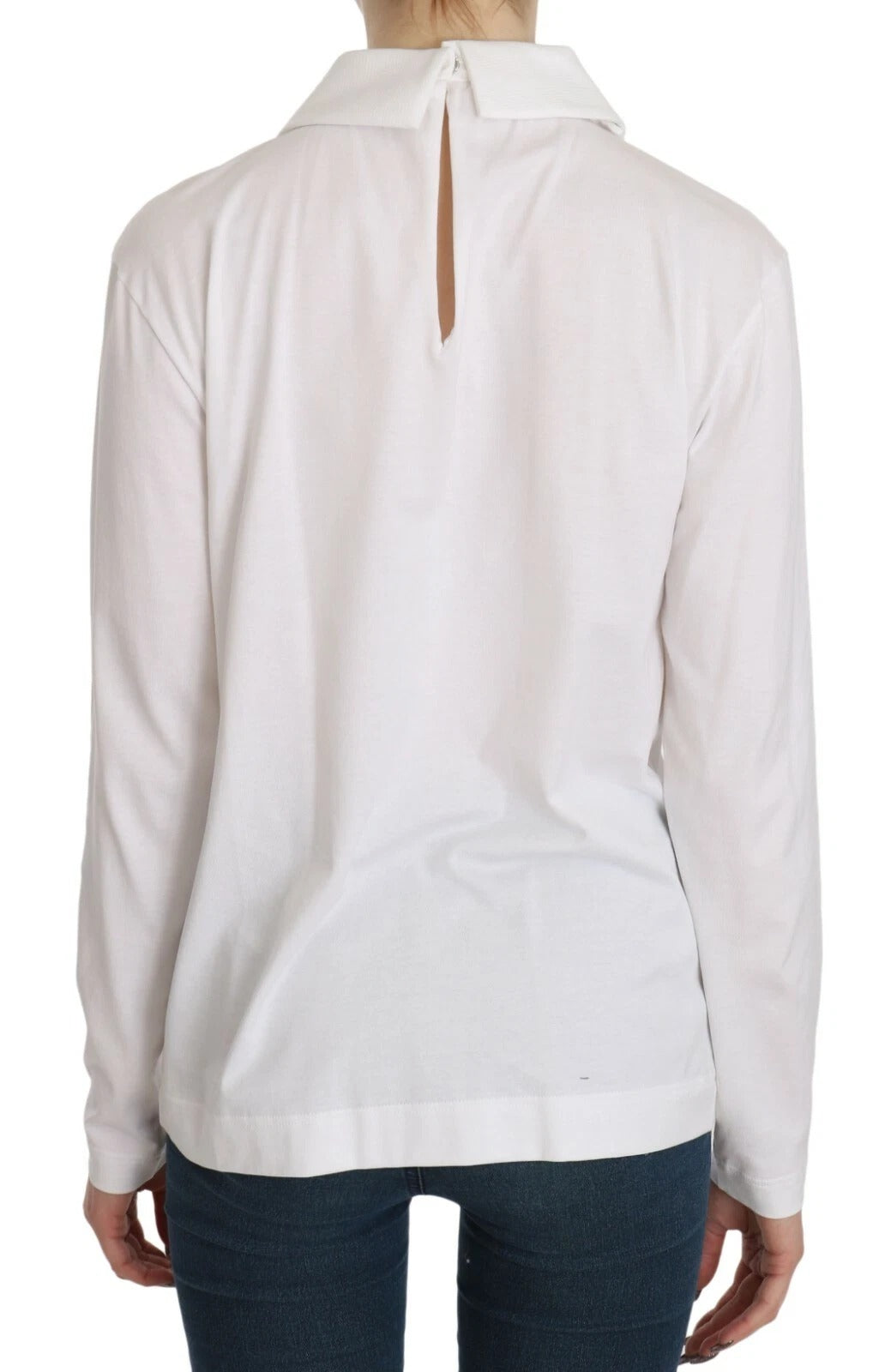 Dolce & Gabbana White long-sleeved cotton collared blouse