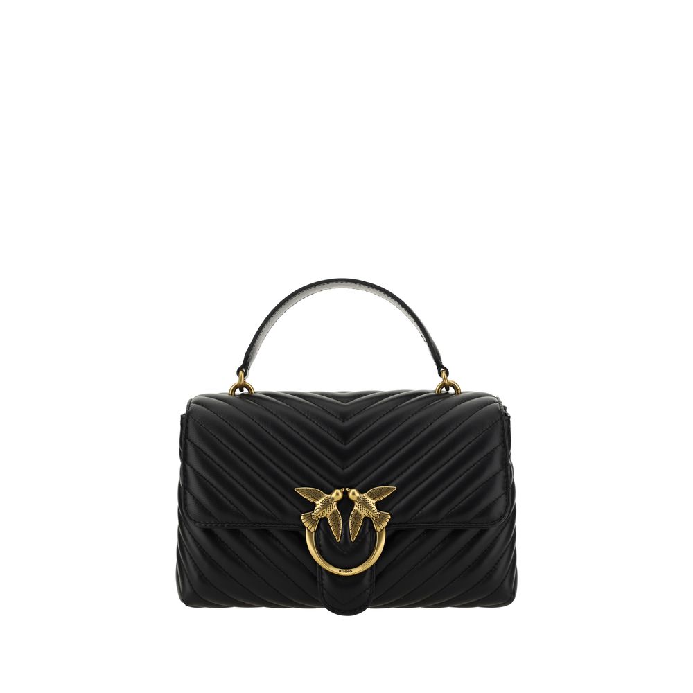 PINKO Schwarze Kalbsleder Bos Taurus Handtasche