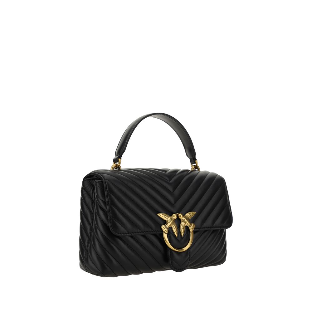 PINKO Schwarze Kalbsleder Bos Taurus Handtasche