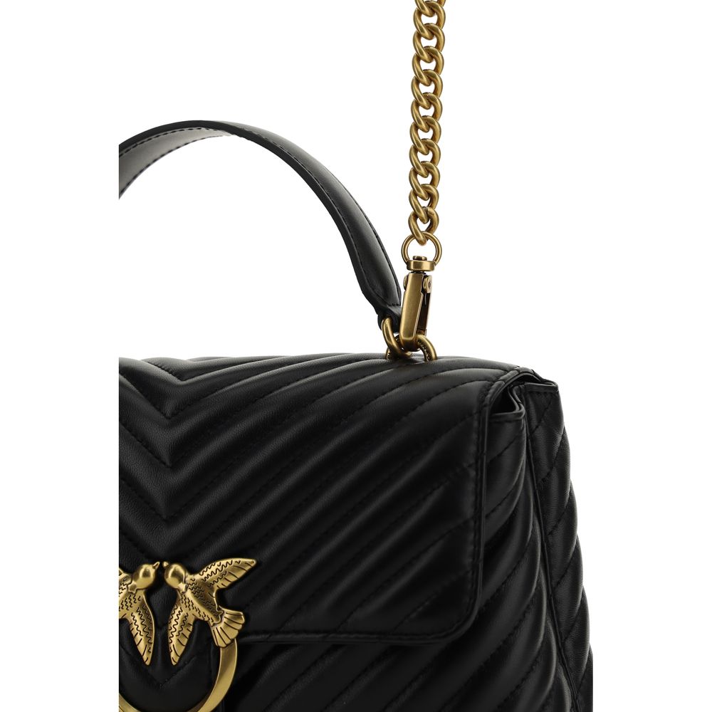 PINKO Schwarze Kalbsleder Bos Taurus Handtasche