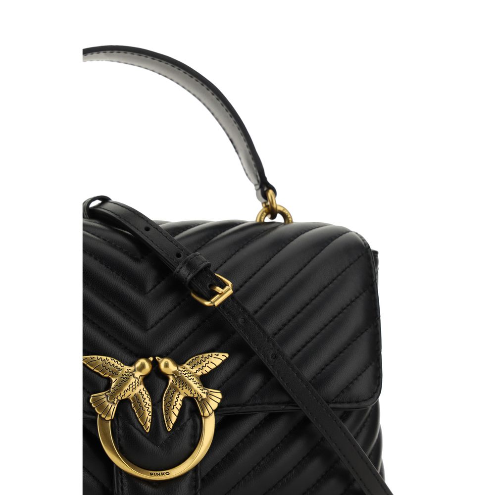 PINKO Schwarze Kalbsleder Bos Taurus Handtasche