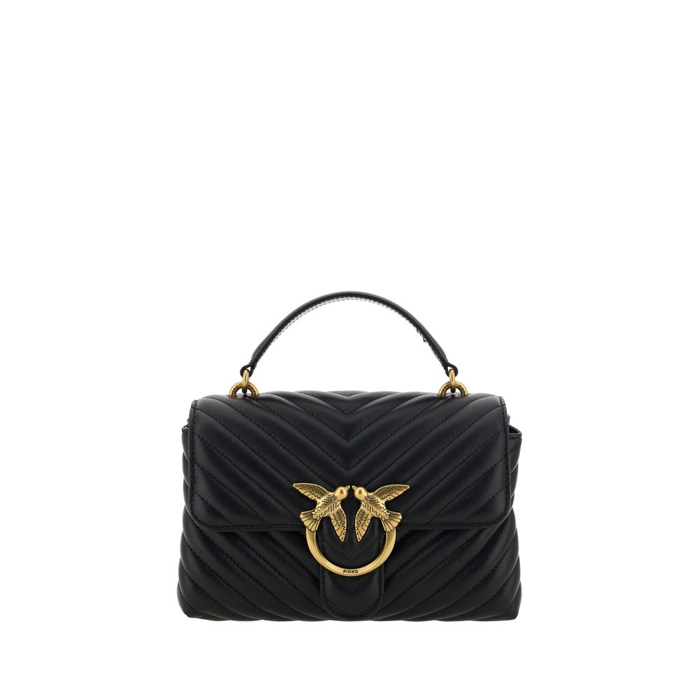 PINKO Schwarze Kalbsleder Bos Taurus Handtasche