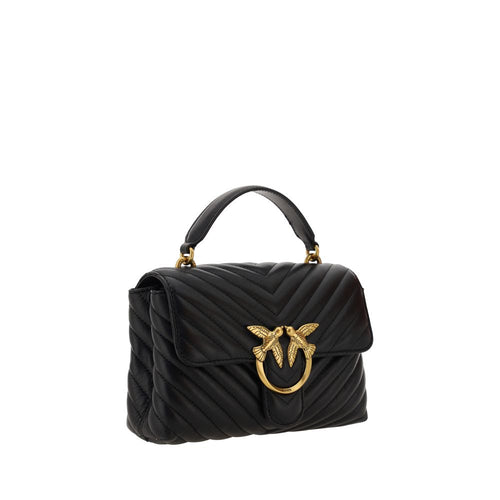 PINKO Schwarze Kalbsleder Bos Taurus Handtasche